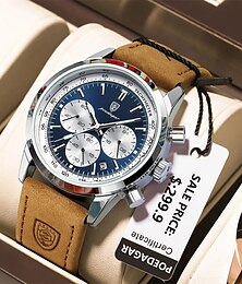 abordables -Reloj de lujo POEDAGAR reloj de alta calidad resistente al agua cronógrafo luminoso reloj de pulsera para hombres relojes de cuarzo de cuero para hombres reloj casual