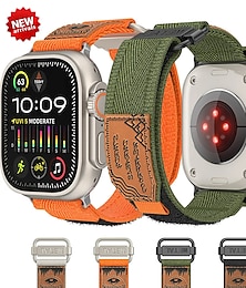 رخيصةأون -حلقة رياضية متوافق مع Apple Watchband 38 مم 40 مم 41 مم 42 مم 44 مم 45 مم 49 مم قابل للتعديل متنفس نايلون استبدال حزام الساعة إلى iwatch Series Ultra 8 7 SE 6 5 4 3 2 1