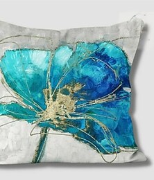 economico -Fodera per cuscino doppio lato fiore blu 1 pz federa morbida decorativa quadrata per camera da letto divano del soggiorno poltrona