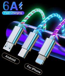 economico -1 confezione Cavo USB C 66W 3,3 piedi Da USB A a USB C Da USB C a USB C Da USB A a Lightning/micro/USB C 3 A Ricarica veloce Duraturo 3 in 1 Per Samsung Xiaomi Huawei Appendini per cellulare