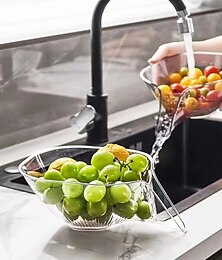 olcso -többfunkciós lefolyó kosár, mosogató szűrő szűrő - többfunkciós sarok mosogató lefolyó kosár gyümölcs és zöldség mosáshoz - konyhai kiegészítők