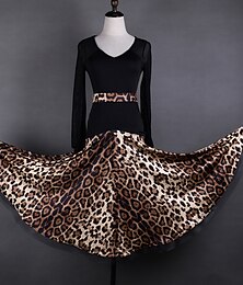 preiswerte -Latein-Tanz Für den Ballsaal Röcke Leopardenmuster Print Farbaufsatz Damen Leistung Ausbildung Hoch Spandex
