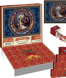 お買い得  -アドベントカレンダー 2025、クリスマスギフトのための1000ピースのナティビティシーンジグソーパズル、カウントダウン用のジグソーパズル24ボックス、クリスマスギフトベレン装飾