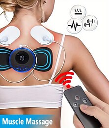 abordables -masajeador de cuello ems 2 tabletas de masaje control remoto recargable masaje cervical eléctrico pegatina estimulador muscular tabletas de masaje de pulso de baja frecuencia