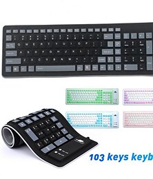 abordables -Teclado plegable con cable flexible de silicona suave de 103 teclas a la moda para ordenador portátil/computadora