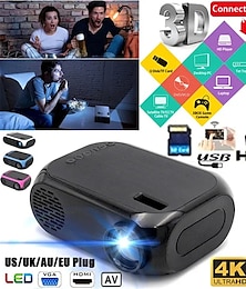 baratos -Portable Mini Projector LCD FHD Smart HD Projector Home Theater Movie Multimedia Video LED Support HDMI /USB /TF/SD Card /Laptops/DVD/VCD/AV 4K