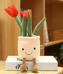 Χαμηλού Κόστους -δημιουργική διακόσμηση σπιτιού προσομοίωση φυτό τουλίπα χυμώδεις κούκλα βελούδινο παιχνίδι λουλουδιών σε γλάστρα υφασμάτινη κούκλα διακόσμησης φυτών