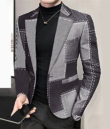 billiga -Herr Blommig Pläd / Rutig Långärmad Nedvikt Mode Streetwear Affär Arbete Klä till Jobbet Utekväll Knappar Mönster