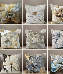 cheap -Blue Flower Double Side Pillow Cover 1PC Soft Decorative Square Cushion Case Pillowcase for Bedroom Livingroom Sofa Couch Chair
