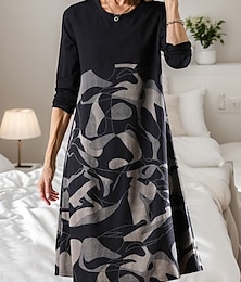 ieftine -rochie casual de dama rochie de iarna rochie midi florale cu imprimeu mozaic cu gat rochie vacanta zilnica cu maneca lunga toamna iarna