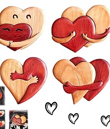 رخيصةأون -قلوب المحبة الخشب intarsia زر Pinback، جيب عناق الحلي الخشبية، دبوس زر الحب اليدوية، بروش القلب خمر لحقائب الظهر الملابس والقبعات، هدية لعيد الحب عيد الميلاد