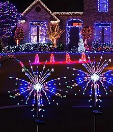 economico -2 luci solari da giardino con 8 modalità di illuminazione, luci starburst impermeabili a energia solare per decorazioni da esterno, 120 luci a stringa a LED per decorazioni per feste di San Valentino,