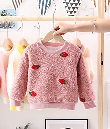 abordables -Toddler Girls' Sweatshirt Graphic Outdoor Long Sleeve Crewneck Active Cotton 3-7 Years Spring Love teddy velvet yellow Strawberry Teddy Velvet Pink Fox Teddy Fleece Sweatshirt Red