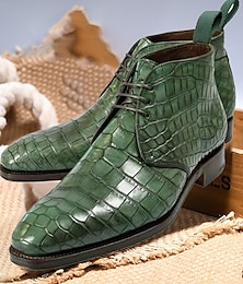 economico -stivaletti da uomo in similpelle con motivo coccodrillo verde - calzature lussuose ed eleganti per eventi formali e occasioni eleganti