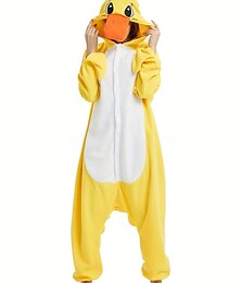 preiswerte -Kigurumi-Pyjamas Ausgefallene Kostüme Nachtwäsche Tier Ente Zeichentrick Warm Schlafanzug Lustiges Kostüm Erwachsene Unisex Männer und Frauen Halloween Karneval Party Leistung Hausbekleidung