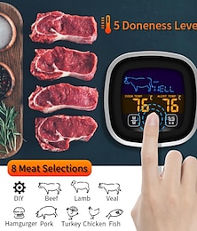 billiga -kötttermometer digital kötttermometer med stor pekskärm lcd med lång sond kökstimer grilltermometer matlagning mat kötttermometer omedelbar avläsning för rökare kök grill ugn