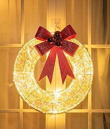 economico -Ghirlanda di Natale da 20 pollici con ghirlanda di arco luminoso in ferro leggero illuminazione a led decorazione di scena con luce bianca calda 30/40/50 cm aa alimentato a batteria