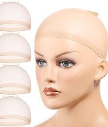 cheap -HD Wig Cap 4PCS Ultra Thin Wig Caps Light Brown Nylon Wig Caps for Women Stretchy Natural Transparent HD Wig Caps for Lace Front Wigs Summer Wear Comfortable Wig Cap
