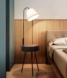 baratos -Luminária de Chão Lâmpadas ambiente Contemporâneo Moderno / Estilo nórdico Fonte de Alimentação LED Para Sala de Estar / Quarto de Estudo / Escritório Madeira 90-240V Preto / Branco