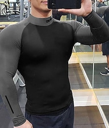 voordelige -Voor heren T-shirt Gymshirt Compressieshirt Trainingsshirt Trainingsshirts Opstaand Lange mouw Opleiding Sport & Outdoor Fitness Casual / Dagelijks Sportschool Snel Drogend Hoge rek Zweetafvoerend