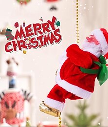 economico -Camino elettrico natalizio che si arrampica su Babbo Natale, giocattoli musicali, regalo di Natale, si arrampica su e giù, giocattolo elettrico sospeso con musica natalizia, decorazione per albero di Natale, festa di Natale, porta di casa