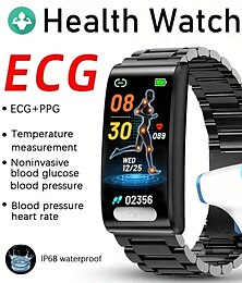 お買い得  -2023 ECG スマートウォッチ メンズ 非侵襲性 血糖値 心拍数 血圧モニター スポーツ ステップ スマートウォッチ レディース Android