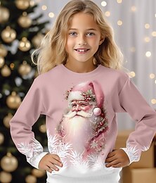 levne -Vánoce Dívčí 3D Ježíšek Mikina Pullover Růžová Dlouhý rukáv 3D tisk Podzim Zima Módní Šik ven Rozkošný Polyester Děti 3-12 let Tričkový Venkovní Ležérní Denní Běžný