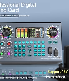 Недорогие -Профессиональный комплект оборудования для подкастинга c100 2023 года, 48 В, со звуковой картой преобразования голоса, различными звуковыми эффектами и светодиодной подсветкой, отлично подходит для