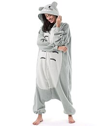 preiswerte -Erwachsene Patchwork Nachtwäsche Tarnfarben Onesie-Kostüm Faschingskostüme Katze Totoro Pyjamas-Einteiler Kigurumi-Pyjamas Pyjamas Lustiges Kostüm Für Herren Damen Männlich Weihnachten Karneval