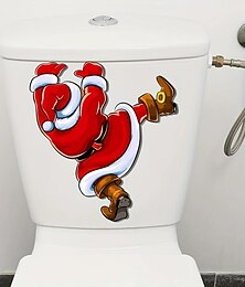 abordables -Autocollant de Père Noël grimpant créatif de Noël, autocollant décoratif pour couvercle de toilette, autocollant décoratif pour couvercle de toilette, autocollant pour couvercle de toilette, autocollant pour couvercle de toilette, autocollants amovibles p
