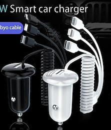 voordelige -3 in 1 snelladende autolader veerkabel snel opladen 15w gemengde enkele usb autolader compatibel met mobiele telefoons laptops camera's