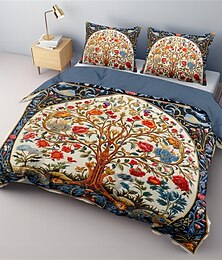 economico -set copripiumino modello vintage albero della vita set morbido set biancheria da letto in cotone di lusso in 3 pezzi decorazioni per la casa regalo copripiumino re regina