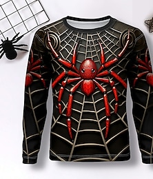 cheap -Boys 3D Spider Tee Shirt Long Sleeve 3D Print Fall Winter Sports Fashion Streetwear Polyester Kids 3-12 Years Crew Neck Outdoor Casual Daily Regular Fit