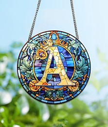 Χαμηλού Κόστους -αλφάβητο κρεμαστό παράθυρο ηλιοθεραπείας για παράθυρα πάνελ ηλιοσυλλέκτη φθινοπωρινό στολίδι διακόσμηση αλφάβητο αναμνηστικό δώρο για φίλο, χριστουγεννιάτικο δώρο