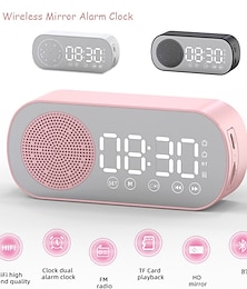 رخيصةأون -Led Mirror Digital Alarm Clock Speaker Wireless Clock سماعة بلوتوث بلوتوث صوت ستيريو مكبرات الصوت اللاسلكية المتحدث من أجل الهاتف المحمول