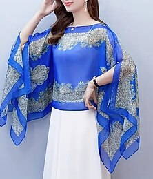 cheap -Women's Wrap Cape Vintage Bohemian Style Sleeveless Chiffon Wedding Wraps With Jacquard For Party Summer