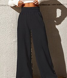 cheap -Women's Sweatpants Spandex Plain Grey Black Active High Waist Full Length Outdoor Street Fall Winter