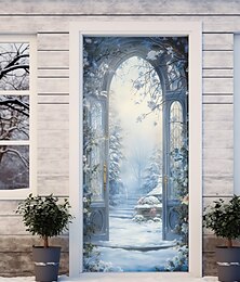 abordables -Vista del glaciar cubiertas de puerta tapiz de puerta decoración de cortina de puerta telón de fondo pancarta de puerta para puerta de entrada casa de campo suministros de decoración para fiesta