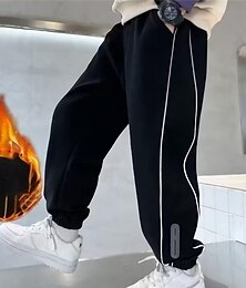 billiga -Barn Pojkar Joggingbyxor Byxor Ficka Ensfärgat Håller värmen Komfort Byxor Skola Sport Svart Grå