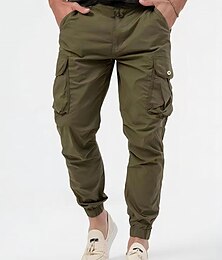 cheap -Men's Cargo Pants Cargo Trousers Pocket Plain Comfort Breathable Outdoor Daily Going out 100% Cotton Fashion Casual Black Army Green