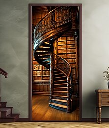 abordables -escalier en colimaçon couvre porte tapisserie porte rideau décoration toile de fond porte bannière pour porte d'entrée ferme vacances fête décor fournitures