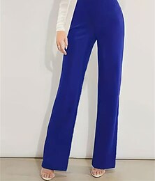 abordables -Femme pantalon de costume Pantalon Droite Elégant Mode Vêtement de rue Toute la longueur Taille haute Plein Coupe haute Jambe droite Respirabilité Doux Confortable Micro-élastique Travail Plein Air