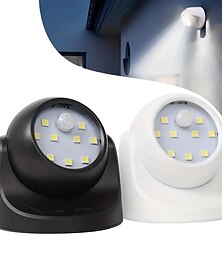 economico -luce con sensore di movimento a led, luci con sensore di movimento alimentate a batteria, faretto con sensore di movimento wireless a 9 led per interni ed esterni, lampada con sensore di movimento di sicurezza per giardino