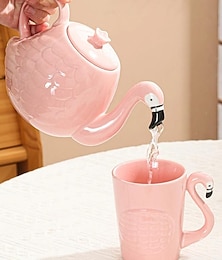 abordables -Tetera de flamenco - maceta de cerámica para té, café y agua - regalo de porcelana blanca para degustar y regalar té