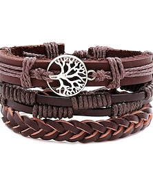 billige -Herre Lær Armbånd Tykk kjede Totem-serien Bryllup Livets tre Mote Personalisert Stein Lær Armbånd Smykker kaffe Til Fest & Aften Gave Bursdag Festival