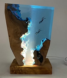 cheap -Resin Night Light Scuba Diving Deep Sea Exploration Colorful Wooden Lamp Free Diving Unique Decorative Gift Christmas Gift 15cm/20cm