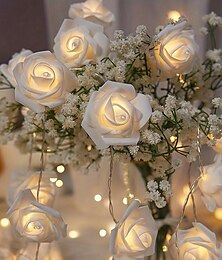 billige -fe lys led rose blomst liten farge lys streng lys, til morsdag gaver innendørs forslag atmosfære lys, bursdag scene arrangement jente rom dekorasjon