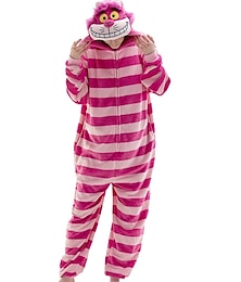voordelige -Volwassenen Kigurumi-pyjama's Kat Cheshire Cat Dieren Gestreept Onesie pyjama's Pyjama Grappig kostuum Polar fleece Cosplay Voor Mannen & Vrouwen Halloween Dieren nachtkleding spotprent