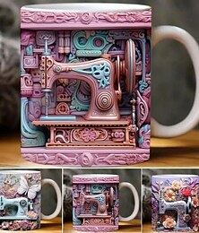 abordables -tasse à coudre 3D, machine à coudre florale 3D, tasse de machine à coudre 3D, tasse à café en céramique, emballage de tasse à café 3D, cadeau de couture pour les femmes, cadeau de Noël cadeau de Noël