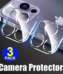 זול -3 יחידות מצלמה עדשה מגן עבור Apple אייפון 16 iPhone 15 Pro Max 14 Plus 13 12 11 Pro Max זכוכית מחוסמת קשיחות 9H (HD) ניגודיות גבוהה עמיד לשריטות